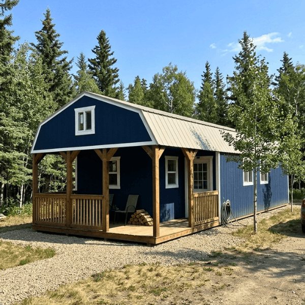 Premier 16x40 lofted cabin with porch in Alberta